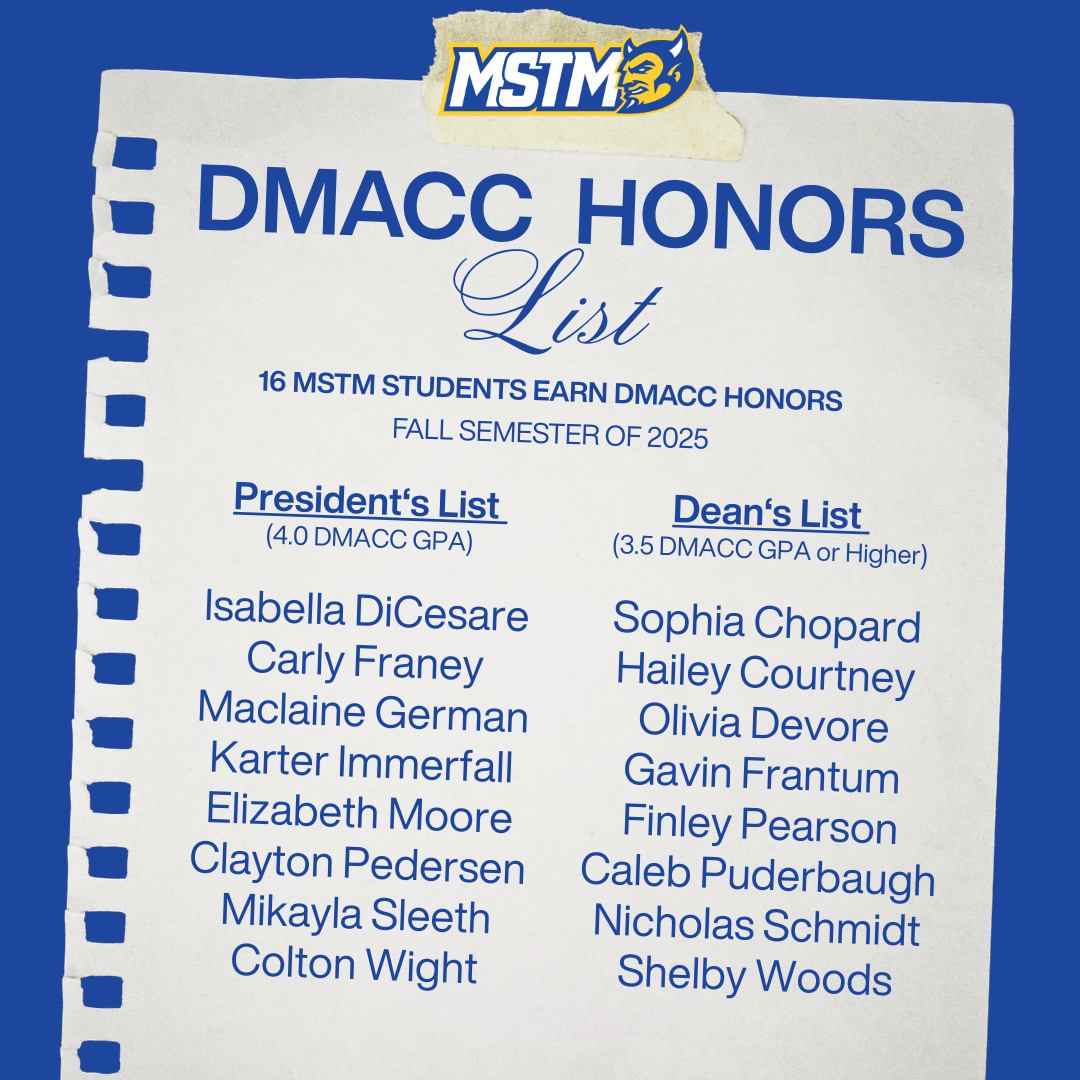 MSTM Scholars Shine on Fall 2025 DMACC Honors List